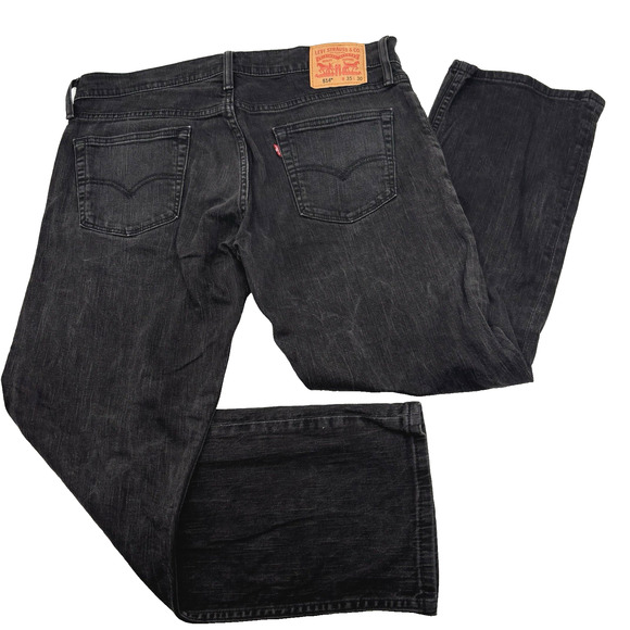 2013 Levi's 514 Black Wash Relaxed Straight Leg Denim Jeans 35x30 Actually 36x29 - Picture 1 of 13